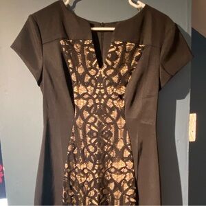 dressbarn Black and Gold Midi Dress